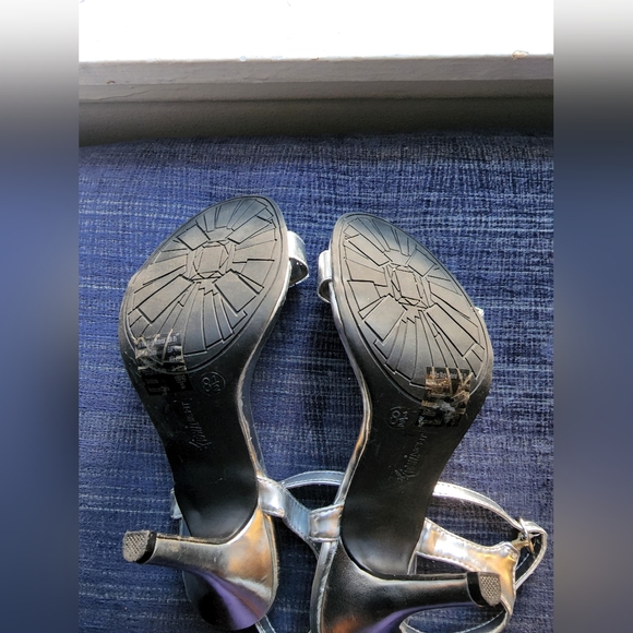 FIONI NIGHT NEW SZ 8.5 M SILVER RHINESTONES ANKLE STRAP HIGH HEEL SANDALSbe - Picture 5 of 9